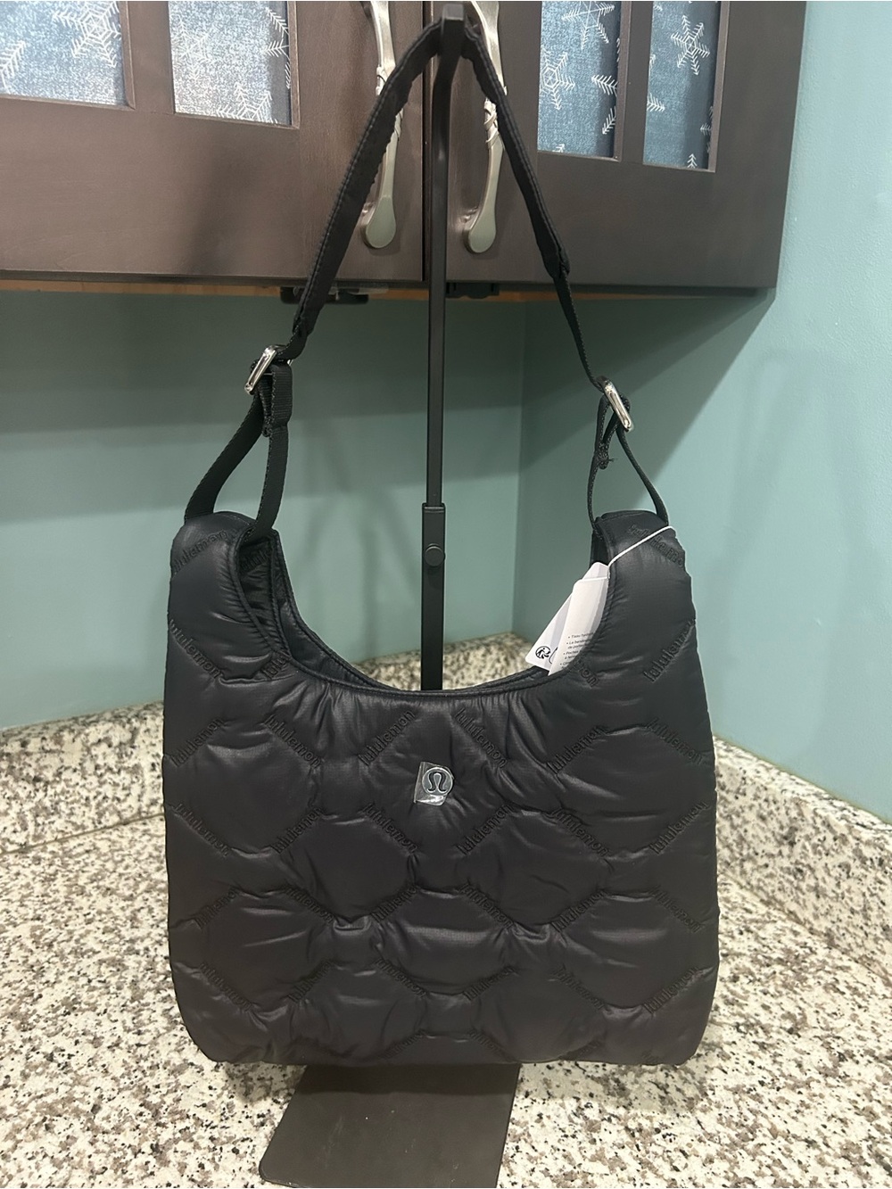 lululemon athletica Black Quilted Hobo Shoulder Bag